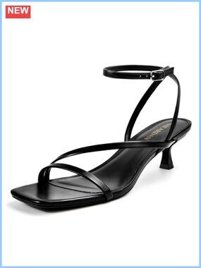 Kitten Heel Sandals Square Open Toe Ankle Buckle Dress Heels